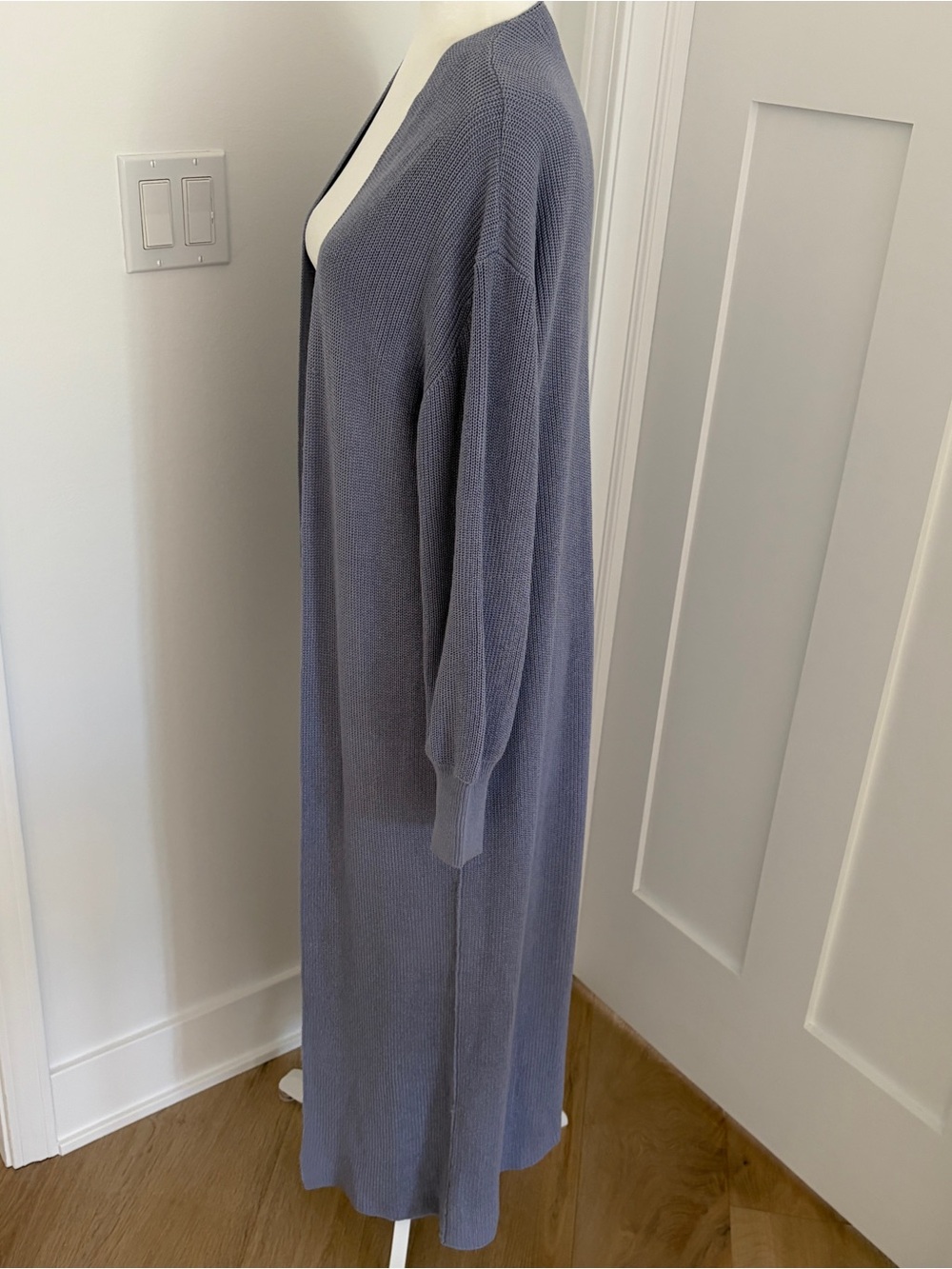 FP Beach Long Open Front Duster Cardigan Blue/Gray Knit Sweater XS*T30 - Picture 3 of 6